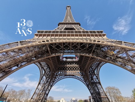 Eiffel Tower with logo 130 years